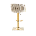 Coolmore Vintage Bar Stools With Back And Footrest Counter Height Dining Chairs 2Pc Set Ivory Metal