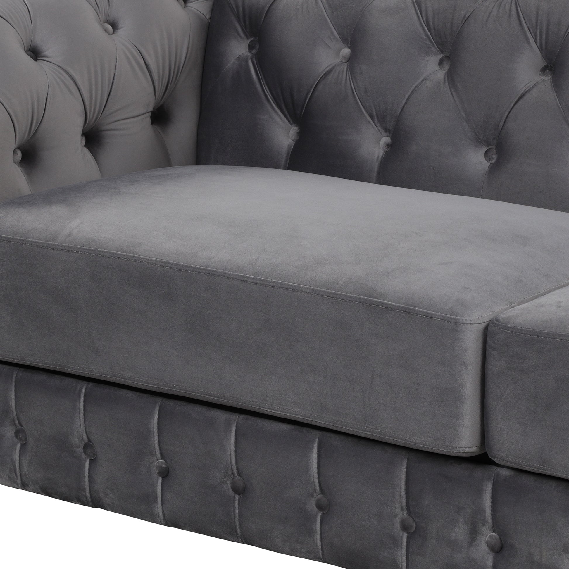 82" Mid Century Modern Sofa With Rubber Wood Legs,Velvet Upholstered Sofa Couch,Sofa With Thick Removable Seat Cushion, 3 Seater Sofa Couch For Living Room,Gray Gray Foam Velvet 3 Seat