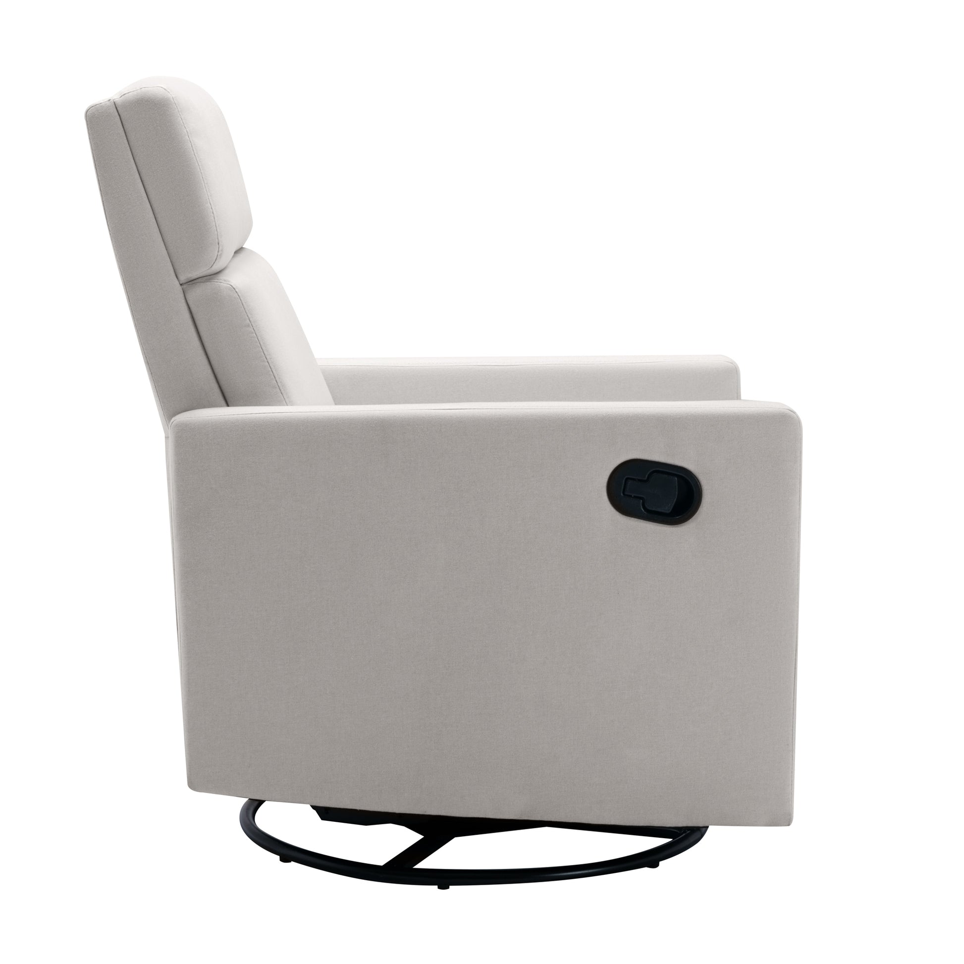 Modern Upholstered Rocker Nursery Chair Plush Seating Glider Swivel Recliner Chair, Beige Beige Linen