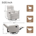 Modern Upholstered Rocker Nursery Chair Plush Seating Glider Swivel Recliner Chair, Beige Beige Linen