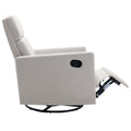 Modern Upholstered Rocker Nursery Chair Plush Seating Glider Swivel Recliner Chair, Beige Beige Linen