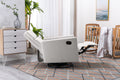 Modern Upholstered Rocker Nursery Chair Plush Seating Glider Swivel Recliner Chair, Beige Beige Linen