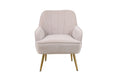 Modern Mid Century Chair Velvet Sherpa Armchair For Living Room Bedroom Office Easy Assemble Beige Beige Foam Velvet
