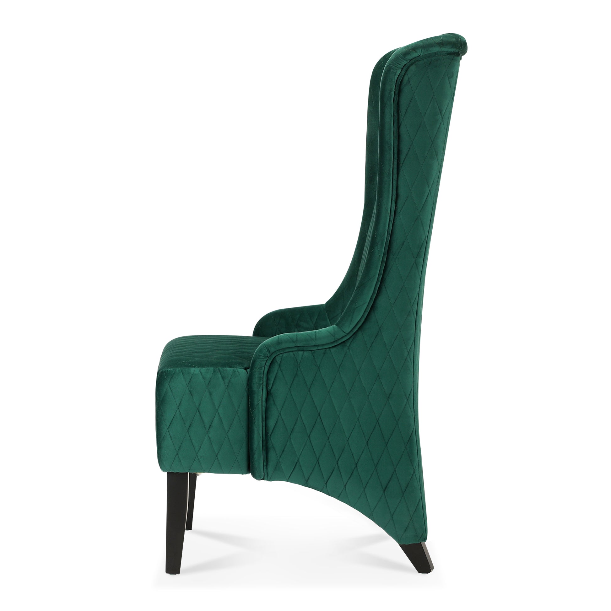 23.03" Wide High Back Velvet Accent Chair, Comfy High Wingback Chair, Living Room Chair With Soft Padded & Wooden Legs, Modern Side Chair For Living Room, Bedroom, Green Retro Green Fabric