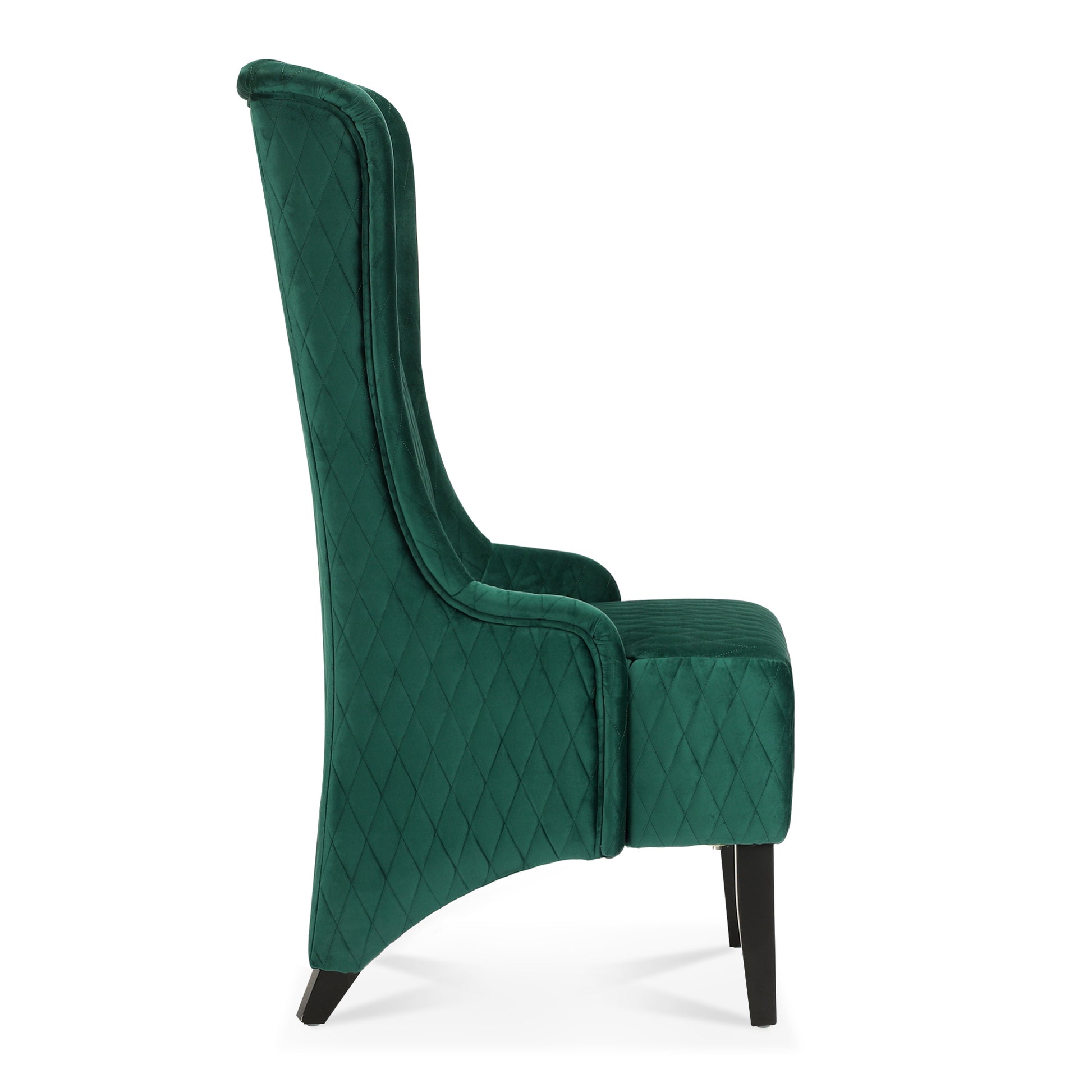 23.03" Wide High Back Velvet Accent Chair, Comfy High Wingback Chair, Living Room Chair With Soft Padded & Wooden Legs, Modern Side Chair For Living Room, Bedroom, Green Retro Green Fabric