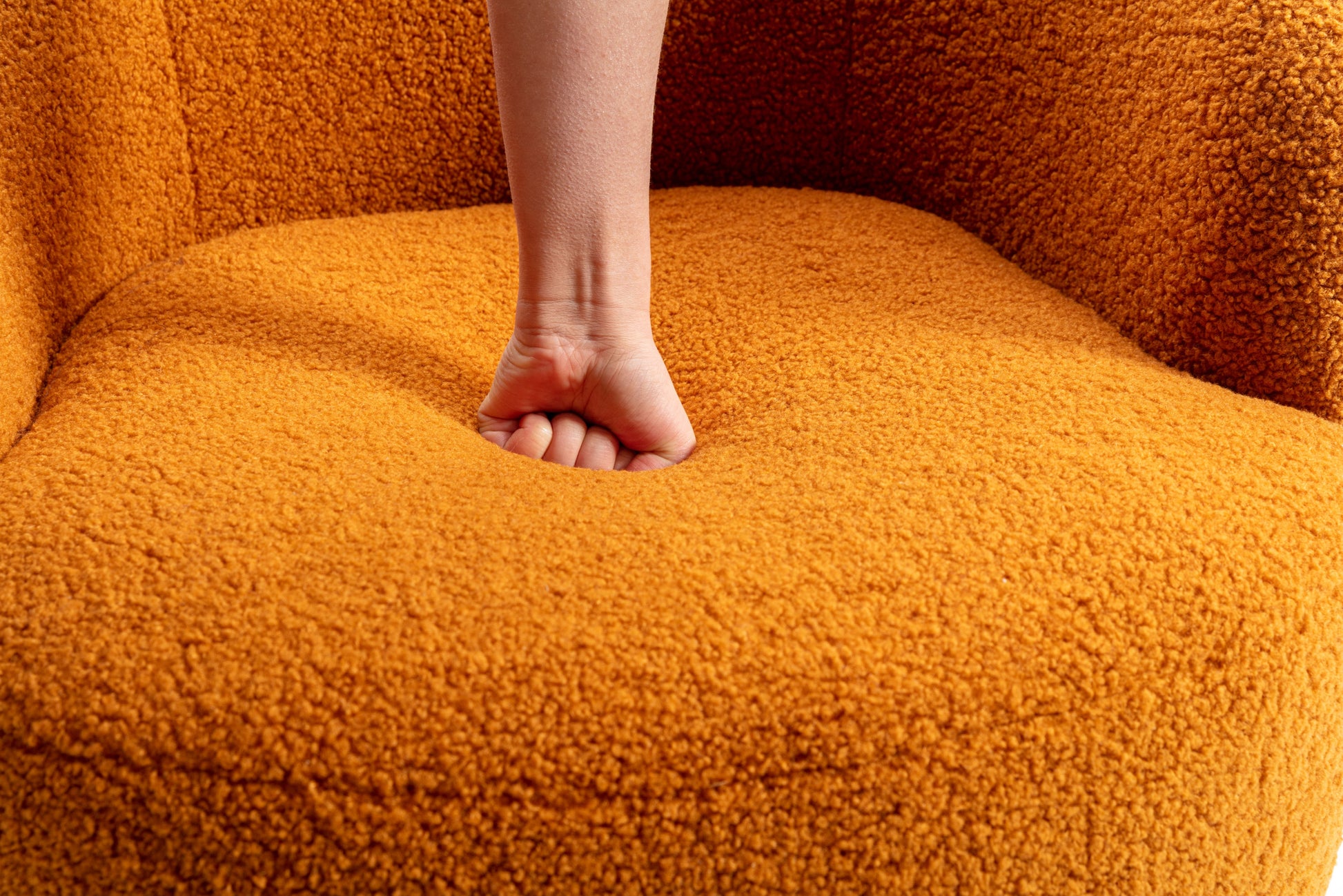 Teddy Fabric Swivel Accent Armchair Barrel Chair With Black Powder Coating Metal Ring,Caramel Caramel Foam Wool