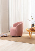 Teddy Fabric Swivel Accent Armchair Barrel Chair With Black Powder Coating Metal Ring,Light Pink Light Pink,Light Pink Foam,Foam Wool,Wool
