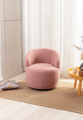 Teddy Fabric Swivel Accent Armchair Barrel Chair With Black Powder Coating Metal Ring,Light Pink Light Pink,Light Pink Foam,Foam Wool,Wool