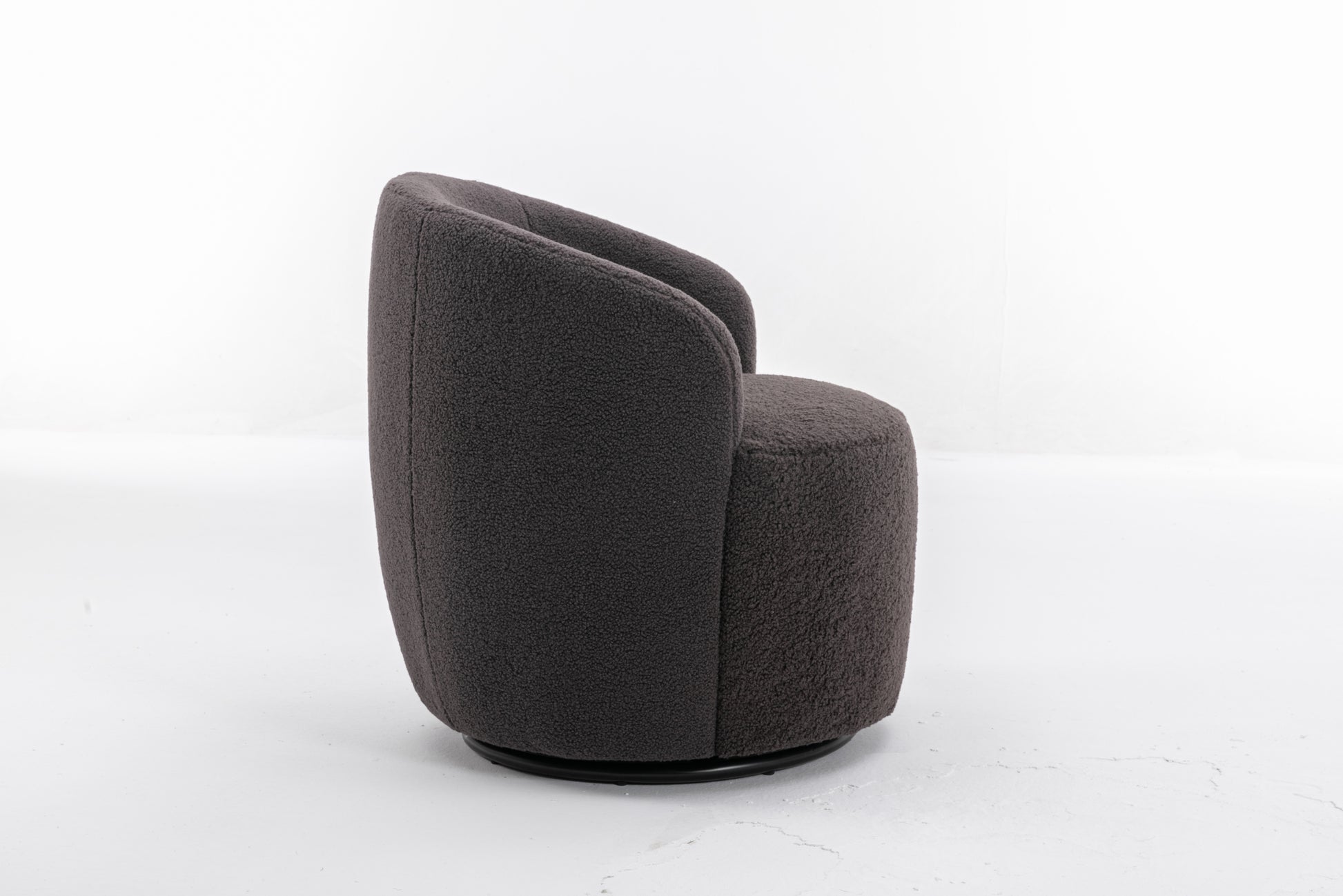 Teddy Fabric Swivel Accent Armchair Barrel Chair With Black Powder Coating Metal Ring,Dark Gray Dark Gray Foam Wool