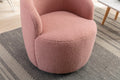 Teddy Fabric Swivel Accent Armchair Barrel Chair With Black Powder Coating Metal Ring,Light Pink Light Pink,Light Pink Foam,Foam Wool,Wool
