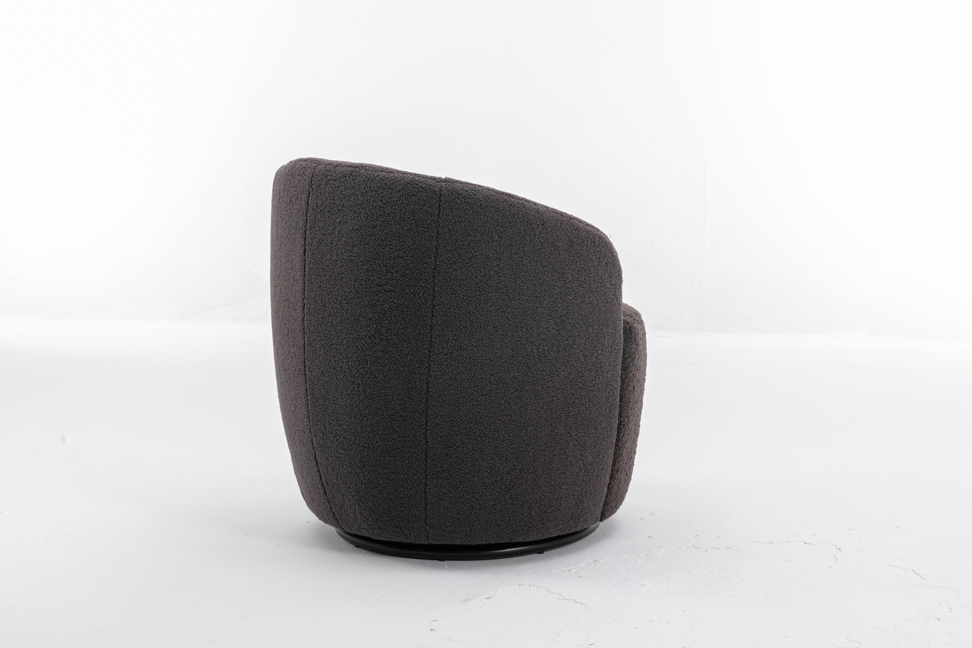 Teddy Fabric Swivel Accent Armchair Barrel Chair With Black Powder Coating Metal Ring,Dark Gray Dark Gray Foam Wool