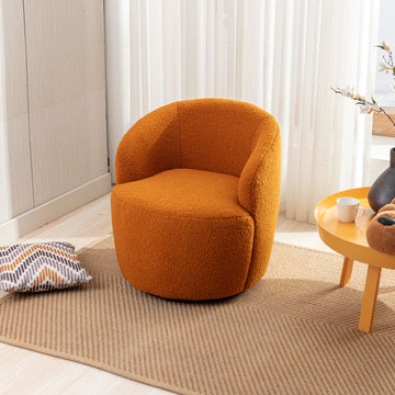 Teddy Fabric Swivel Accent Armchair Barrel Chair With Black Powder Coating Metal Ring,Caramel Caramel Foam Wool