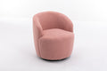Teddy Fabric Swivel Accent Armchair Barrel Chair With Black Powder Coating Metal Ring,Light Pink Light Pink,Light Pink Foam,Foam Wool,Wool