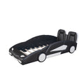 Twin Size Race Car Shaped Platform Bed With Wheels, Black Black Pine
