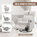 Modern Upholstered Rocker Nursery Chair Plush Seating Glider Swivel Recliner Chair, Beige Beige Linen