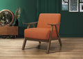 Modern Home Furniture Orange Color Fabric Upholstered 1Pc Accent Chair Cushion Back And Seat Walnut Finish Solid Rubber Wood Furniture Orange Primary Living Space Retro Solid Wood