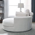 Video Welike Swivel Accent Barrel Modern Sofa Lounge Club Big Round Chair With Storage Ottoman Linen Fabric For Living Room Hotel With Pillows,Teddy White Ivory Ivory Foam Fabric 1 Seat