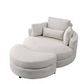 Video Welike Swivel Accent Barrel Modern Sofa Lounge Club Big Round Chair With Storage Ottoman Linen Fabric For Living Room Hotel With Pillows Beige Foam Fabric
