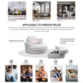 Video Welike Swivel Accent Barrel Modern Sofa Lounge Club Big Round Chair With Storage Ottoman Linen Fabric For Living Room Hotel With Pillows,Teddy White Ivory Ivory Foam Fabric 1 Seat