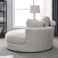 Video Welike Swivel Accent Barrel Modern Sofa Lounge Club Big Round Chair With Storage Ottoman Linen Fabric For Living Room Hotel With Pillows Beige Foam Fabric