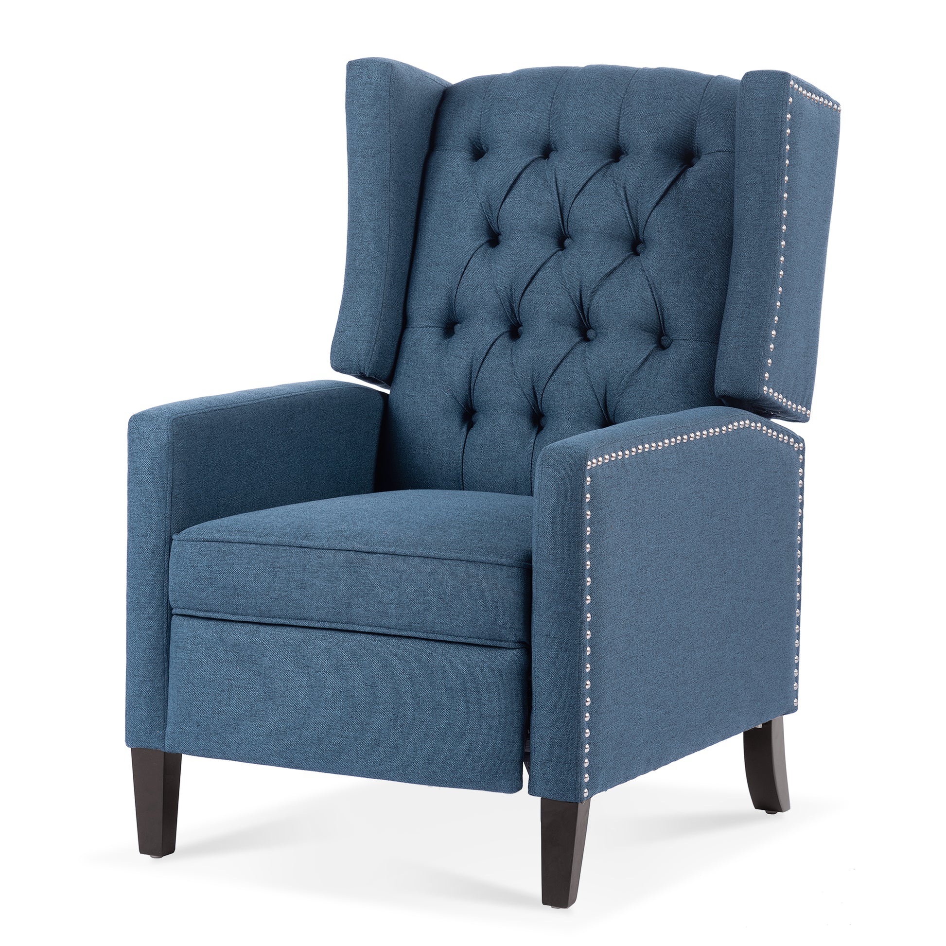27.16" Wide Manual Wing Chair Recliner Blue Polyester