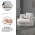 Video Welike Swivel Accent Barrel Modern Sofa Lounge Club Big Round Chair With Storage Ottoman Linen Fabric For Living Room Hotel With Pillows Beige Foam Fabric