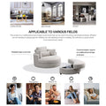 Video Welike Swivel Accent Barrel Modern Sofa Lounge Club Big Round Chair With Storage Ottoman Linen Fabric For Living Room Hotel With Pillows Beige Foam Fabric