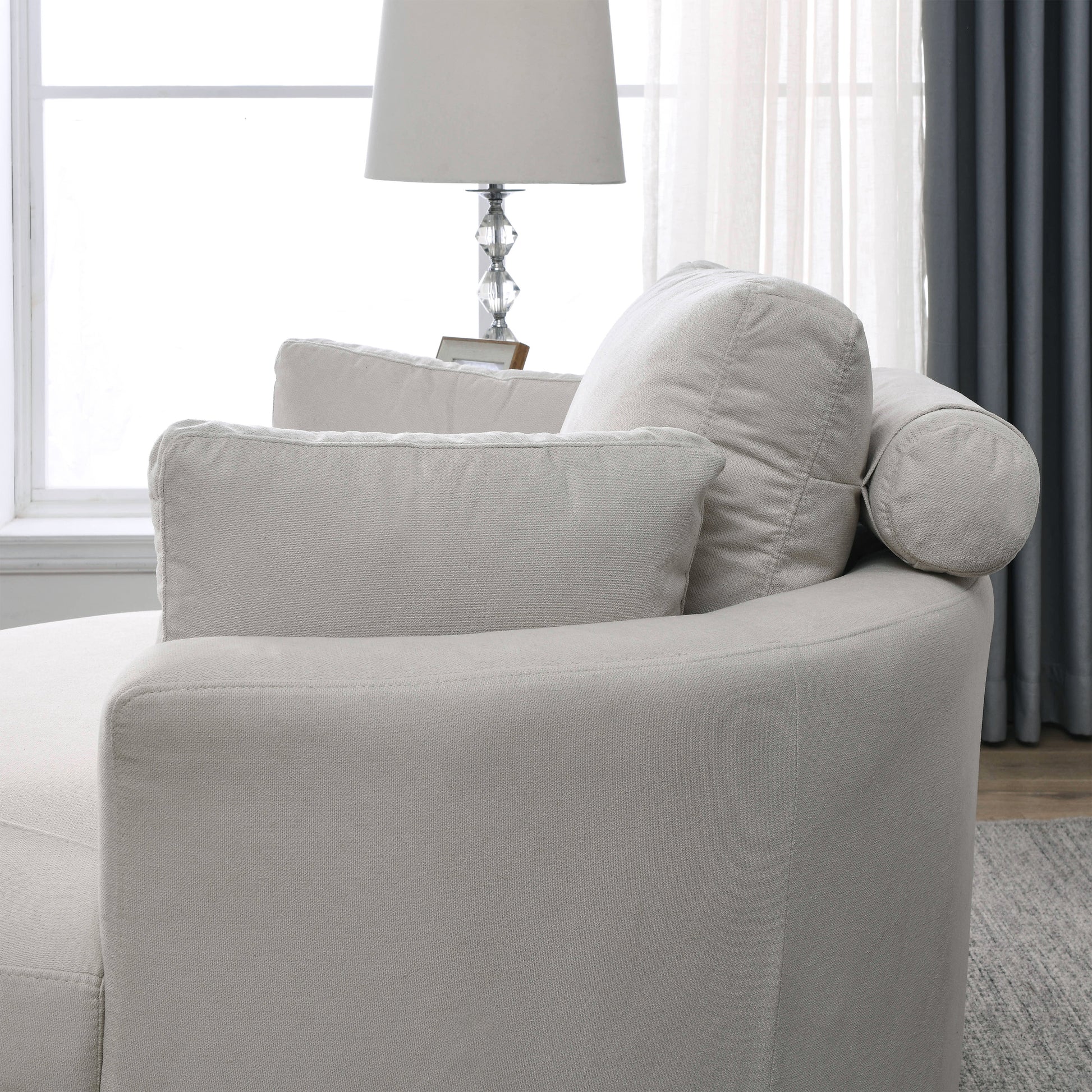 Video Welike Swivel Accent Barrel Modern Sofa Lounge Club Big Round Chair With Storage Ottoman Linen Fabric For Living Room Hotel With Pillows Beige Foam Fabric