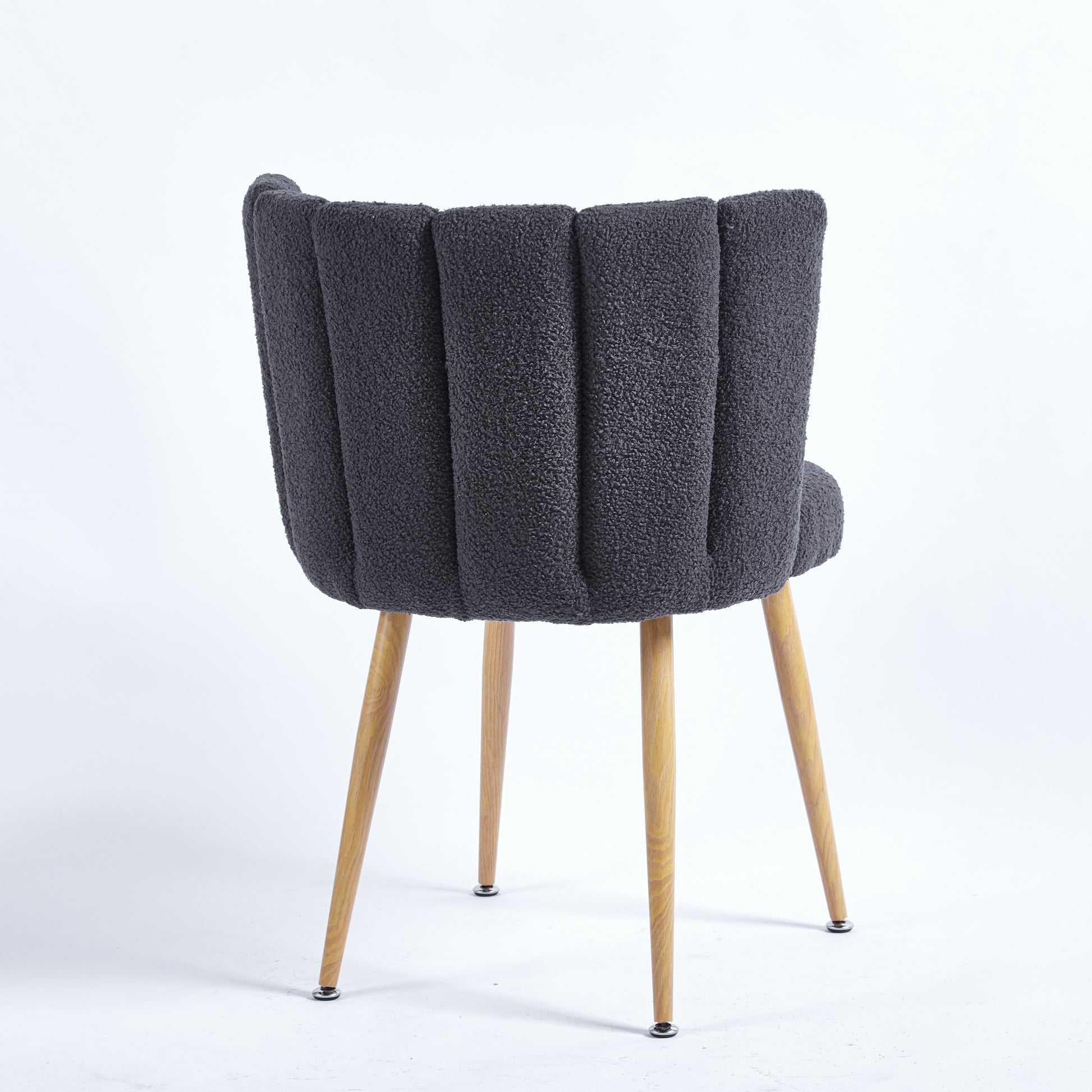 Modern Gray Dining Chair Set Of 2 With Iron Tube Wood Color Legs, Shorthair Cushions And Comfortable Backrest, Suitable For Dining Room, Living Room, Cafe, Simple Structure. Grey Fabric