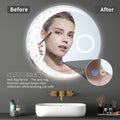 24 Inch Switch Held Memory Led Mirror, Wall Mounted Vanity Mirrors, Bathroom Anti Fog Mirror, Dimmable Bathroom Mirror Silver Glass