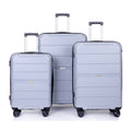 Hardshell Suitcase Spinner Wheels Pp Luggage Sets Lightweight Suitcase With Tsa Lock,3 Piece Set 20 24 28 ,Silver Silver Polypropylene