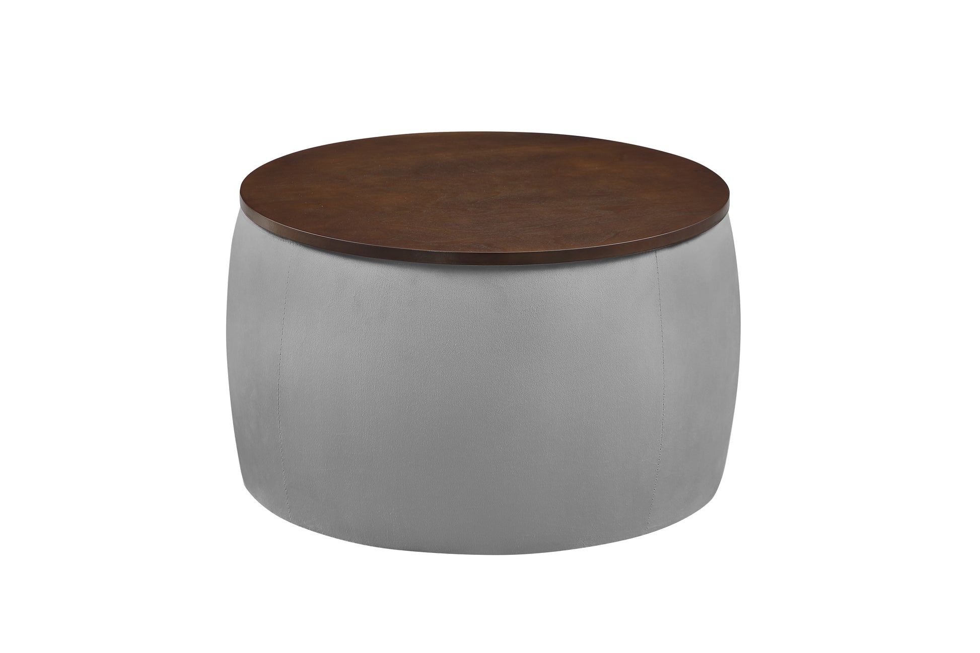 Video Round Ottoman Set With Storage, 2 In 1 Combination, Round Coffee Table, Square Foot Rest Footstool For Living Room Bedroom Entryway Office Gray Velvet