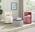 Video Round Ottoman Set With Storage, 2 In 1 Combination, Round Coffee Table, Square Foot Rest Footstool For Living Room Bedroom Entryway Office Gray Velvet