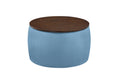 Video Round Ottoman Set With Storage, 2 In 1 Combination, Round Coffee Table, Square Foot Rest Footstool For Living Room Bedroom Entryway Office Blue Velvet