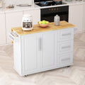Kitchen Island Cart With 2 Door Cabinet And Three Drawers,43.31 Inch Width With Spice Rack,Towel Rack White White Mdf