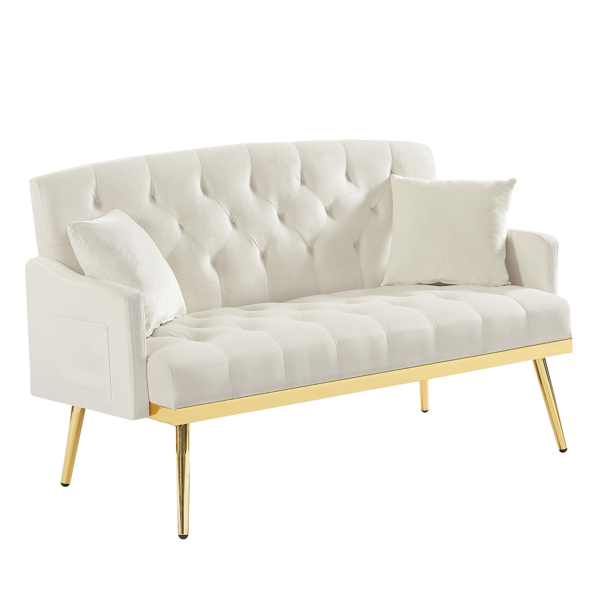 Cream White 2 Seater Sofa Cream White Wood Tufted Back Velvet 2 Seat