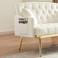 Cream White 2 Seater Sofa Cream White Wood Tufted Back Velvet 2 Seat