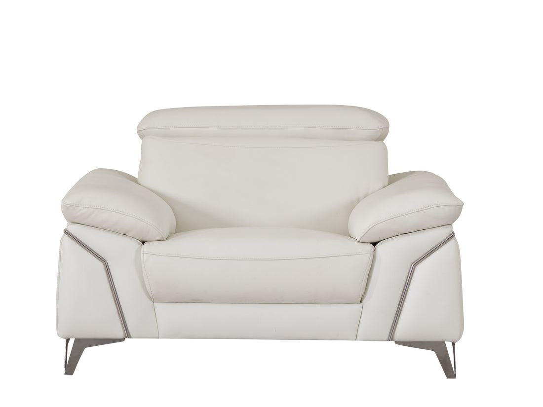 Top Grain Italian Leather Chair White Foam Leather