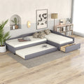 Upholstered Double Twin Size Daybed With Trundle And Drawer, Gray Twin Gray Plywood