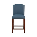 Blaire Stationary Blue Faux Leather Counter Stool With Nail Heads Blue Foam Fabric