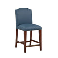 Blaire Stationary Blue Faux Leather Counter Stool With Nail Heads Blue Foam Fabric