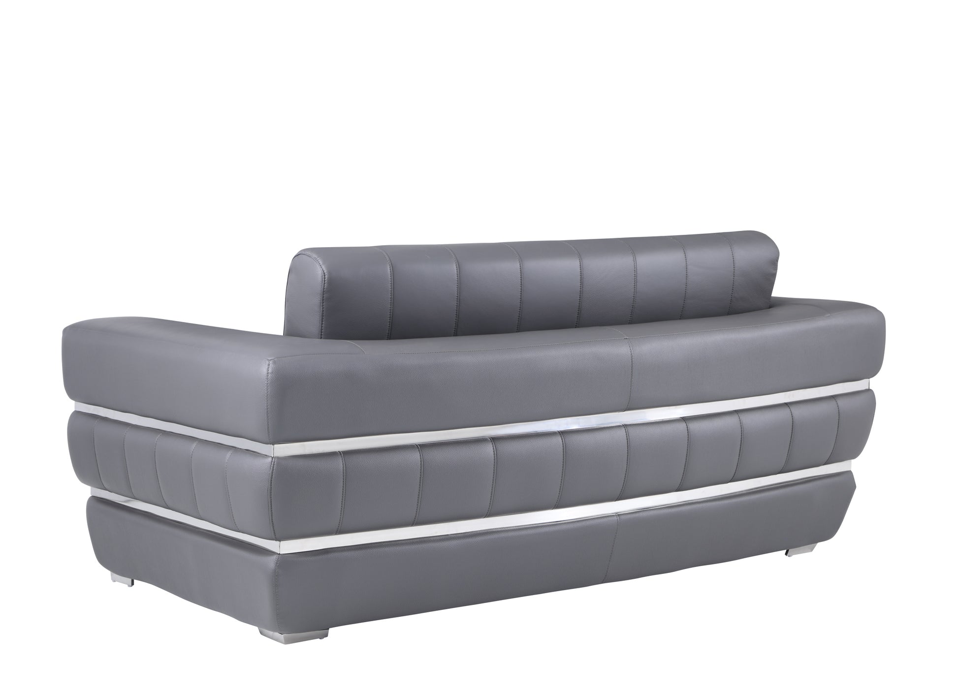 Top Grain Italian Leather Loveseat Dark Gray Foam Leather