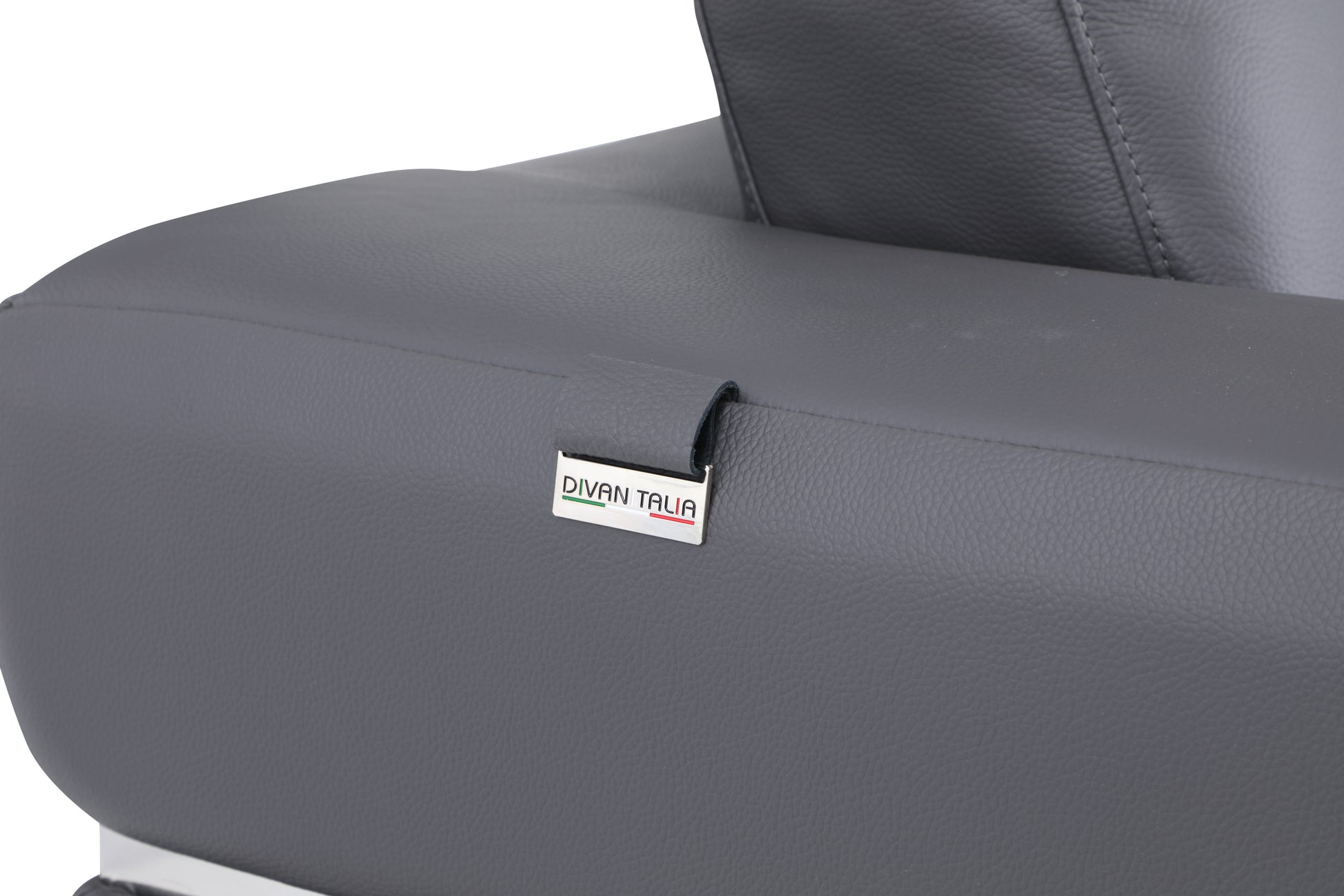 Top Grain Italian Leather Loveseat Dark Gray Foam Leather