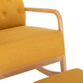 Coolmore Rocking Chair With Ottoman, Mid Century Modern Upholstered Fabric Rocking Armchair, Rocking Chair Nursery With Thick Padded Cushion, High Backrest Accent Glider Rocker Chair For Living Room Yellow Solid Wood