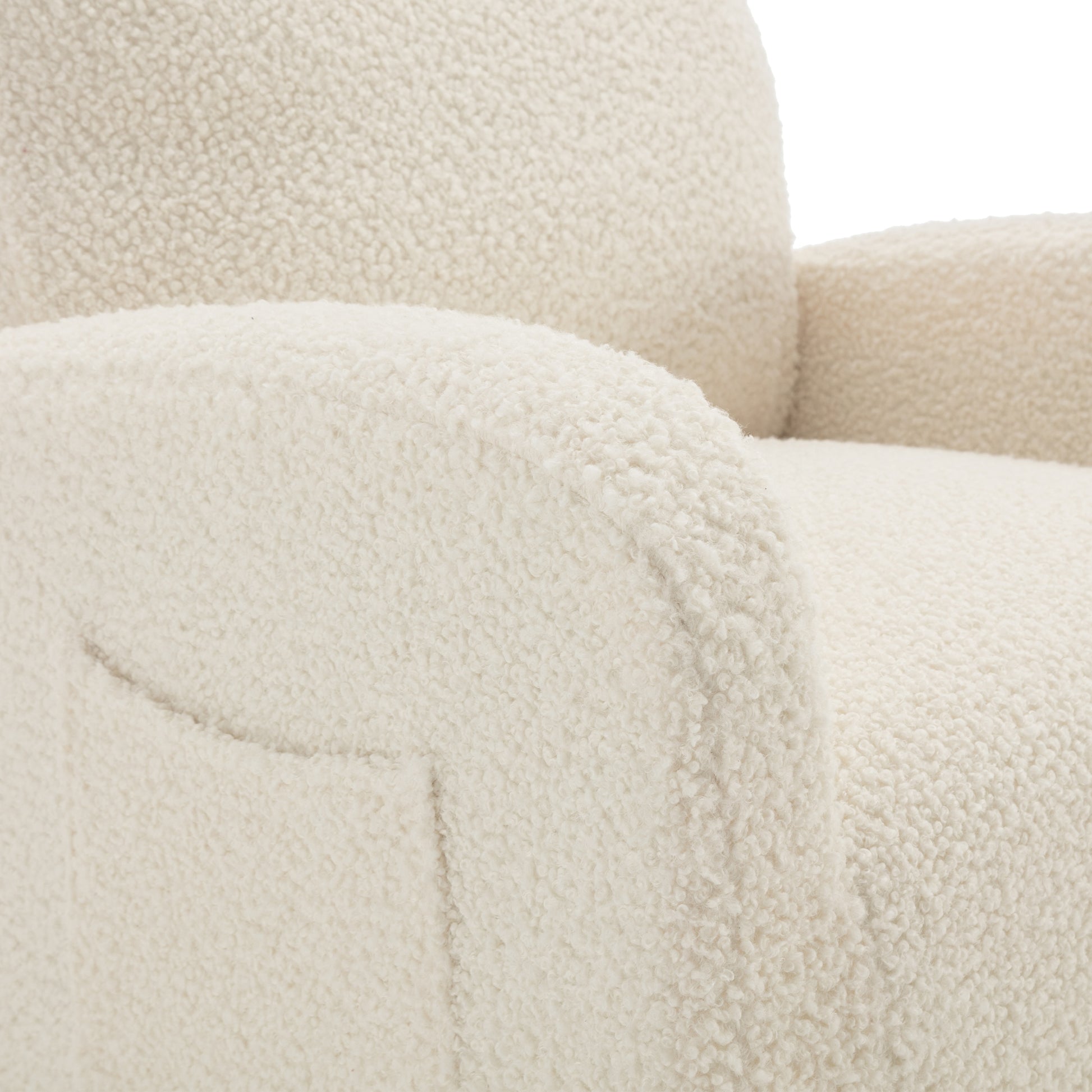 Jiada Upholstered Swivel Glider.Rocking Chair For Nursery In White Teddy.Modern Style One Left Bag White Teddy Primary Living Space Foam Metal