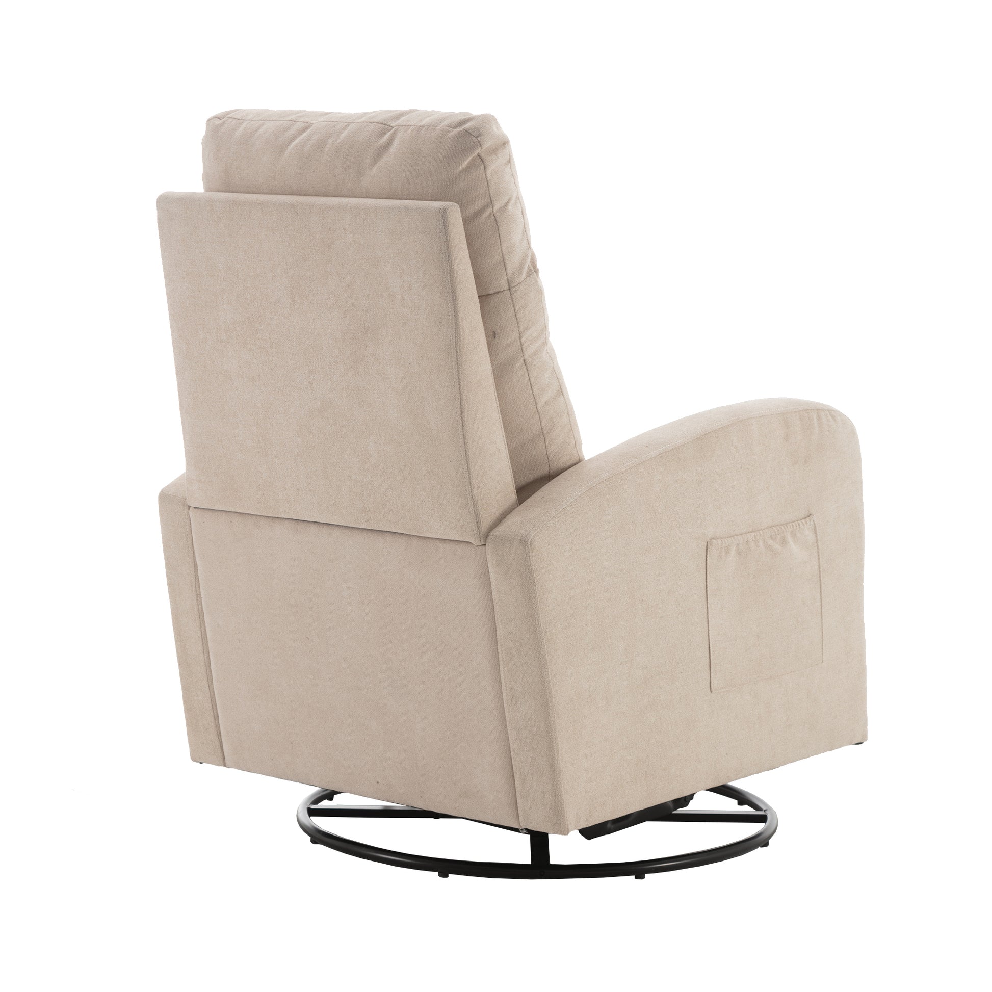 Jiada Upholstered Swivel Glider.Rocking Chair For Nursery In Beige.Modern Style One Left Bag Beige Primary Living Space Foam Metal