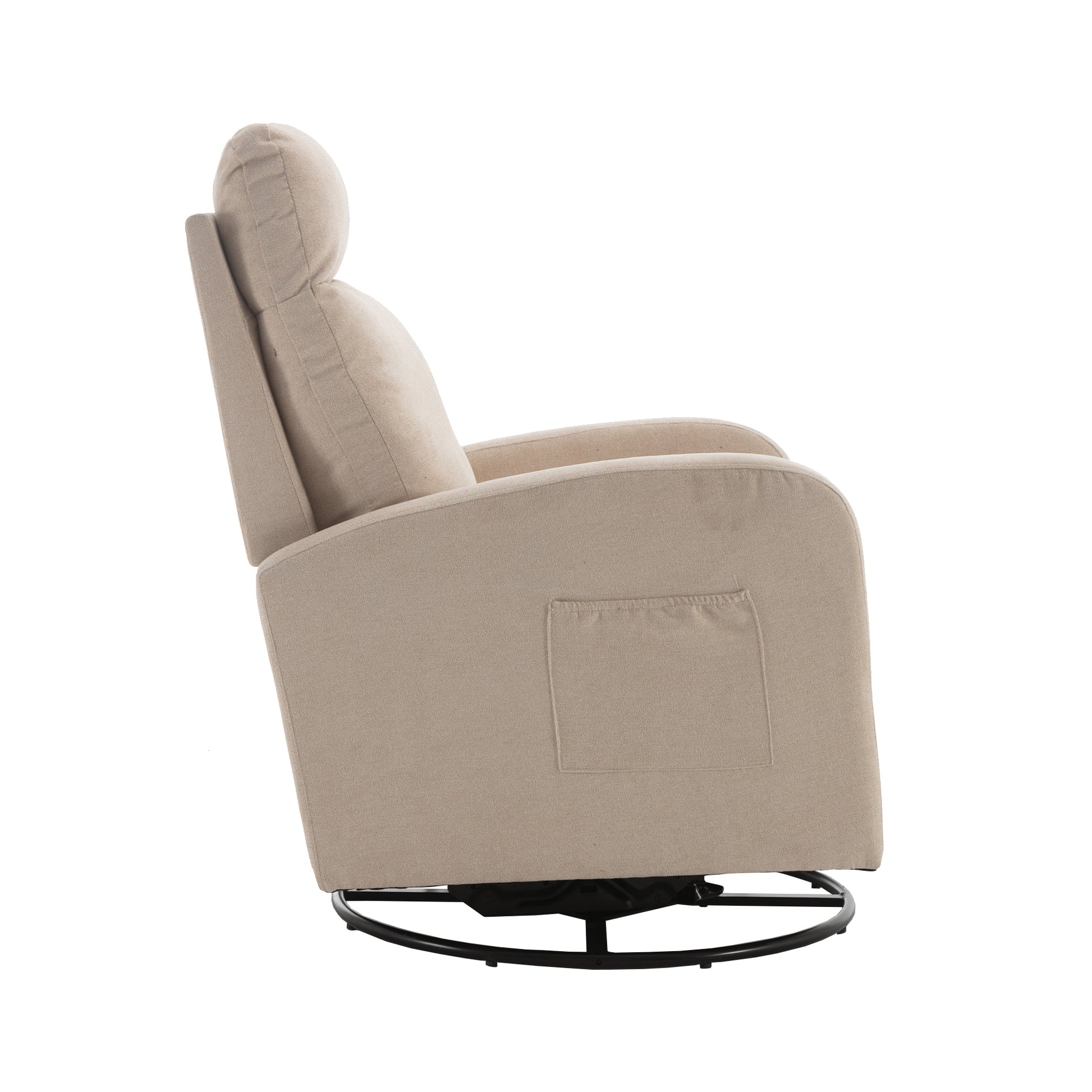 Jiada Upholstered Swivel Glider.Rocking Chair For Nursery In Beige.Modern Style One Left Bag Beige Primary Living Space Foam Metal