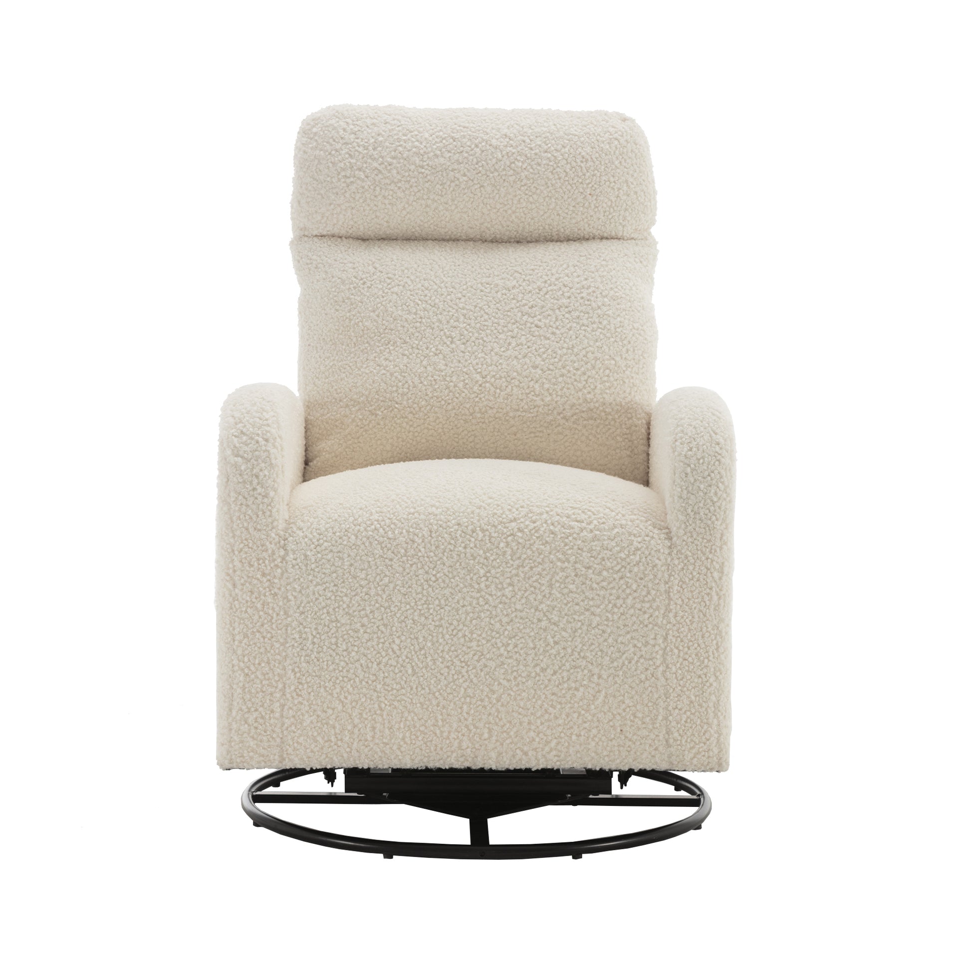 Jiada Upholstered Swivel Glider.Rocking Chair For Nursery In White Teddy.Modern Style One Left Bag White Teddy Primary Living Space Foam Metal