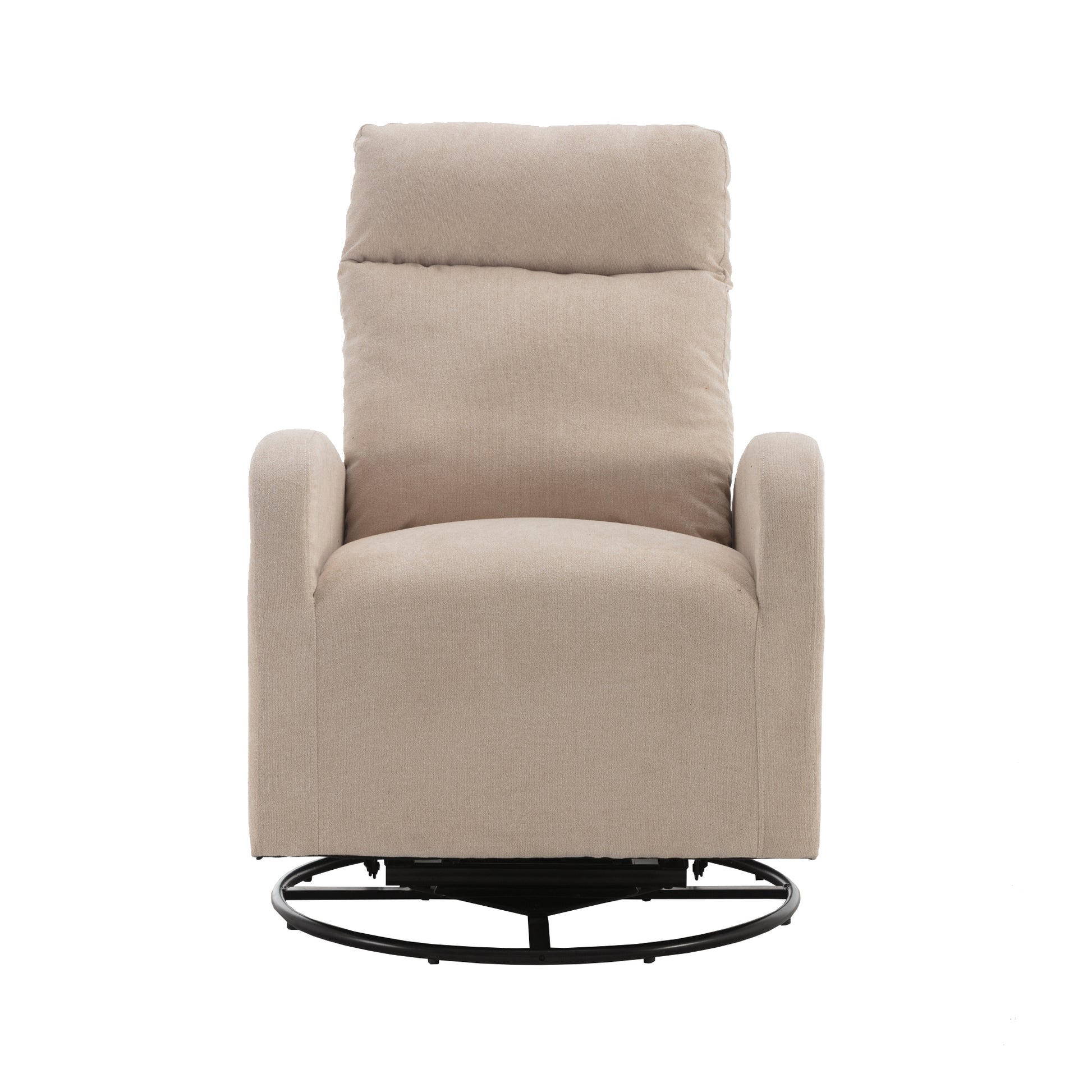 Jiada Upholstered Swivel Glider.Rocking Chair For Nursery In Beige.Modern Style One Left Bag Beige Primary Living Space Foam Metal