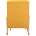Coolmore Rocking Chair With Ottoman, Mid Century Modern Upholstered Fabric Rocking Armchair, Rocking Chair Nursery With Thick Padded Cushion, High Backrest Accent Glider Rocker Chair For Living Room Yellow Solid Wood